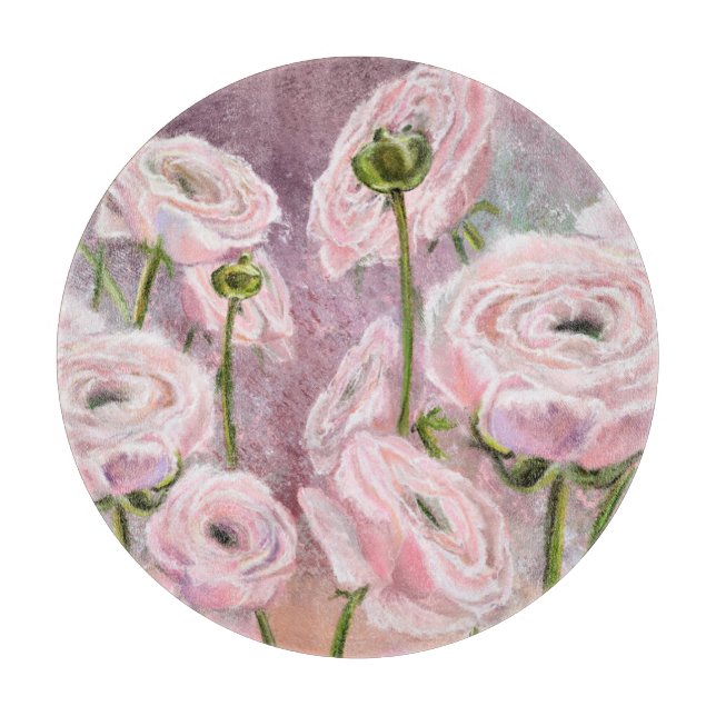 Pink Roses Cutting Board (Front)