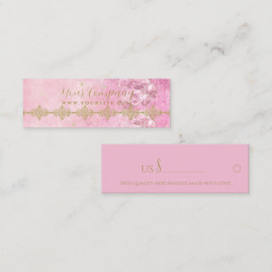 Pink Roses Damask Grunge - Price Tag, Business Car Mini Business Card