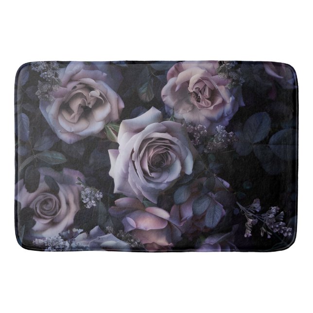 Pink Roses Dark & Moody Bath Mat (Front)