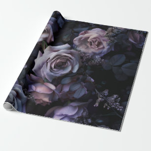 Pink Roses Dark & Moody Wrapping Paper