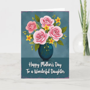 Pink Roses Daughter Day Card