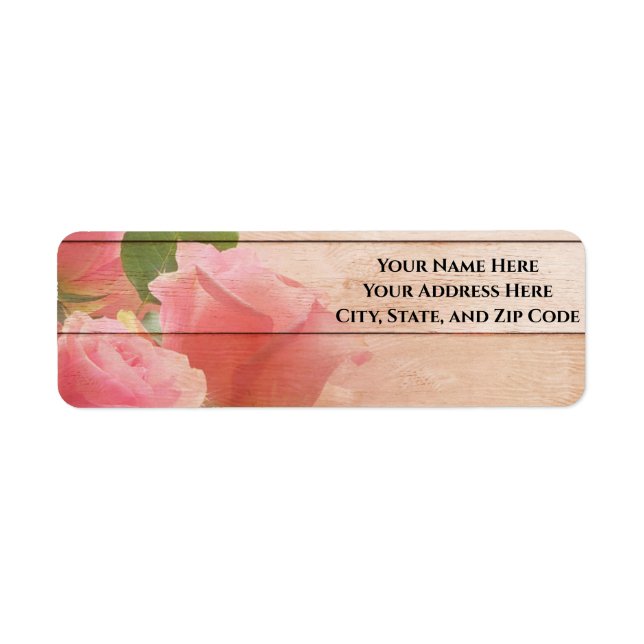 Pink Roses Design Return Address Label (Front)
