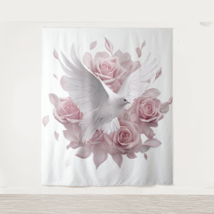 Pink Roses + Dove Tapestry
