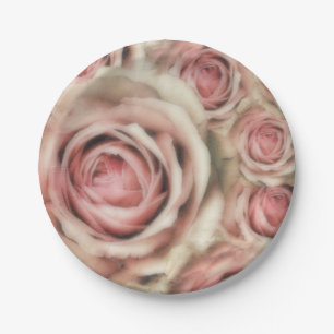 Pink Roses Elegant Bridal Shower Floral Party Paper Plate