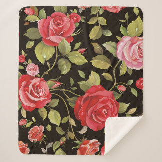 Pink roses: elegant floral pattern. sherpa blanket