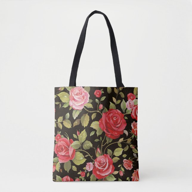 Pink roses: elegant floral pattern. tote bag (Front)