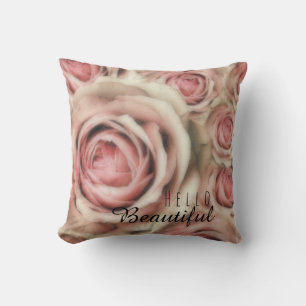 Pink Roses Elegant Floral Rustic Farmhouse Chic Cushion