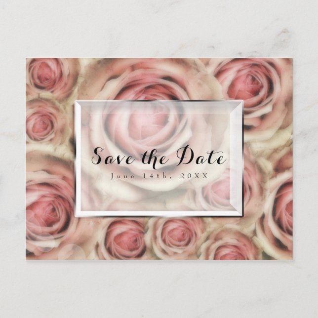Pink Roses Elegant Save the Date Invitations (Front)