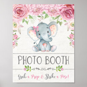 Pink Roses Elephant Photo Booth Prop Decoration