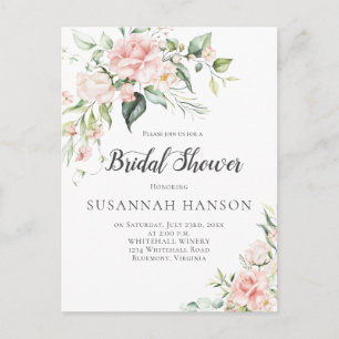 Pink Roses Eucalyptus Greenery Bridal Shower Postcard
