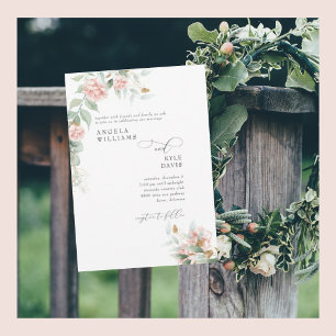  Pink Roses Eucalyptus Wedding  Invitation