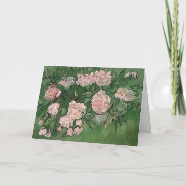 Pink Roses (F595) Van Gogh Fine Art Card (Front)