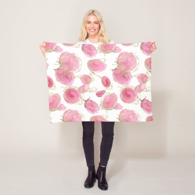 Pink roses fleece blanket (In Situ)