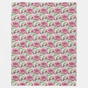 Pink Roses Fleece Blanket