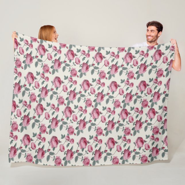 Pink Roses Fleece Blanket (In Situ)