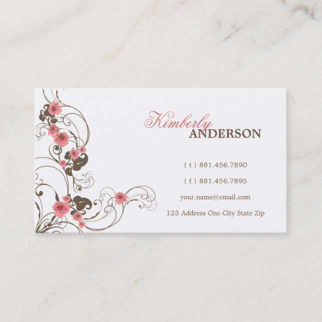 Pink Roses Fleur Elegant Custom Profile Card (Front)