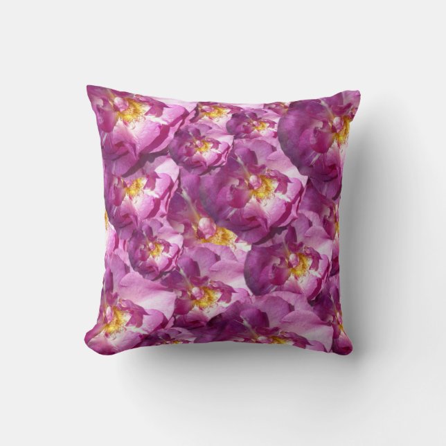 Pink Roses Floarl Photo Throw Cushion (Front)