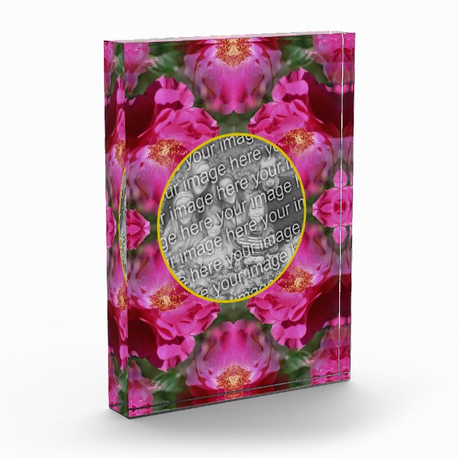 Pink Roses Floral Abstract Add Your   Photo Block (Left)