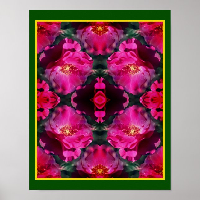 Pink Roses Floral Abstract Art        Poster (Front)
