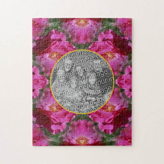 Pink Roses Floral Abstract Frame Add Your Photo    Jigsaw Puzzle (Vertical)