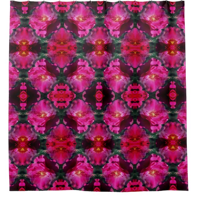 Pink Roses Floral Abstract Pattern Shower Curtain (Front)