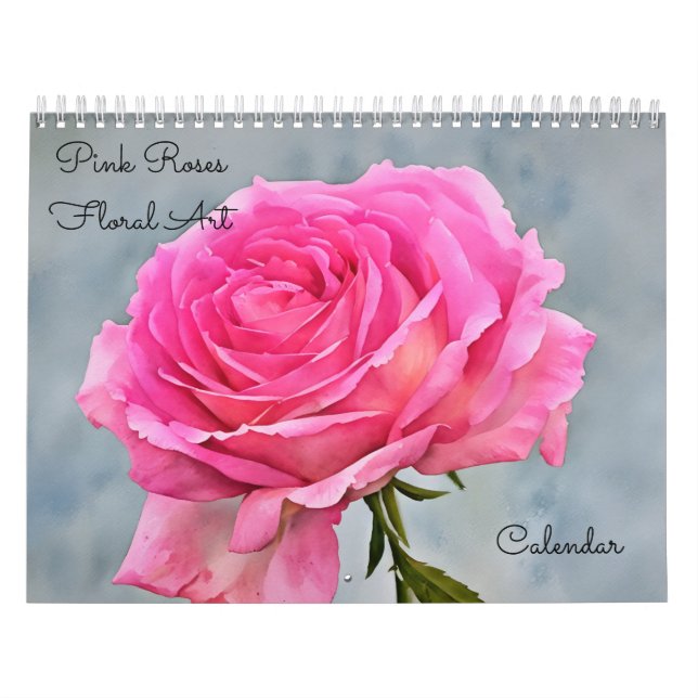 Pink Roses Floral Art Flower Calendar (Cover)