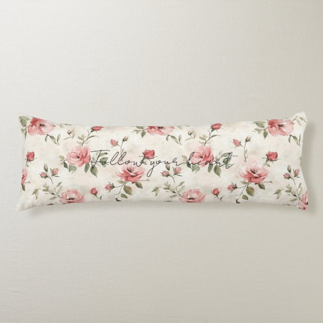 Pink Roses Floral  Body Cushion (Front)