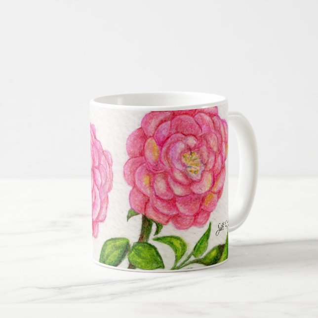 Pink Roses Floral Coffee Mug (Front Right)