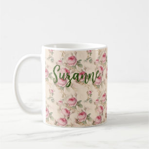 Pink Roses Floral Coffee Mug