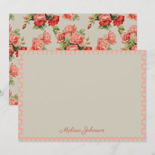Pink Roses Floral Elegant Girly Personalised Card
