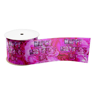 Pink Roses Floral Happy Mother's Day Satin Ribbon