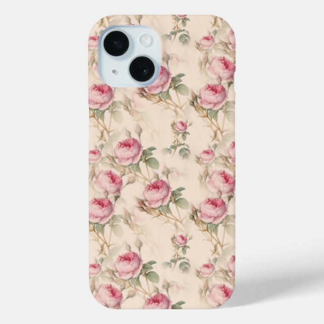 Pink Roses Floral iphone 15 Cell Phone Case Cover (Back)