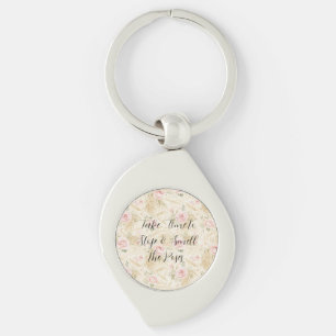 Pink Roses Floral Key Ring