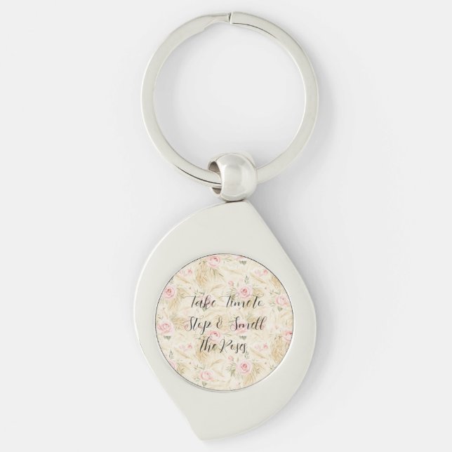 Pink Roses Floral Key Ring (Front)