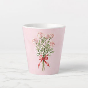Pink Roses Floral Love Latte Mug