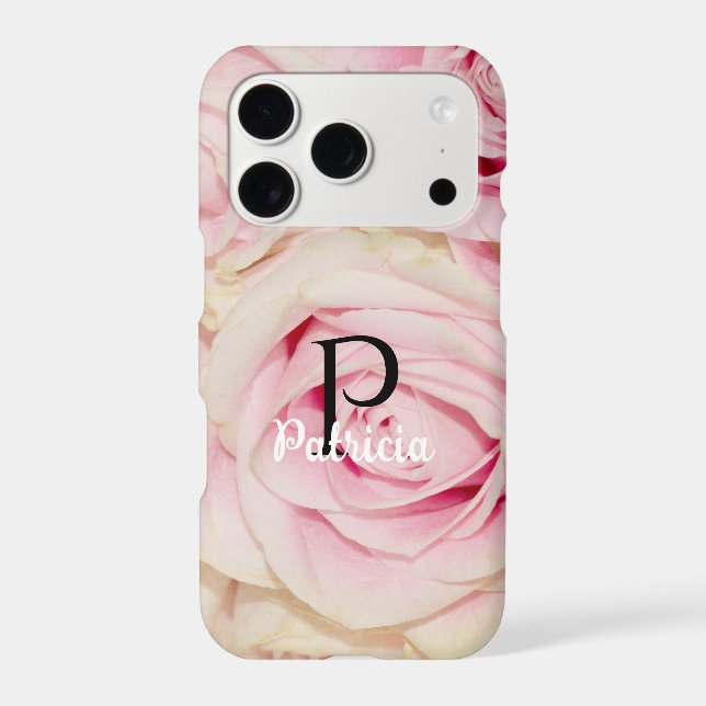 Pink Roses Floral Monogram Name (Back)