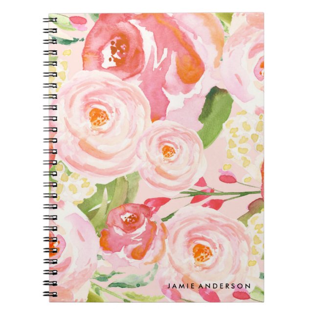 Pink Roses Floral Notebook (Front)