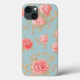 Pink Roses Floral Pattern iPhone 13 Case