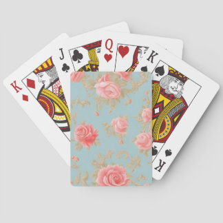 Pink Roses Floral Pattern Playing Cards