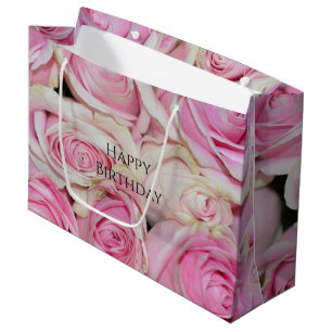 Pink Roses Floral (photography by me) Birthday Large Gift Bag
