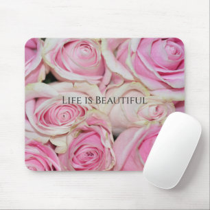 Pink Roses Floral (photography by me) Mouse Pad