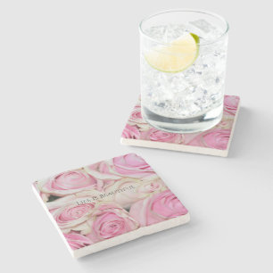 Pink Roses Floral (photography by me) Stone Coaster