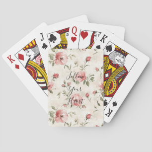 Pink Roses Floral  Playing Cards
