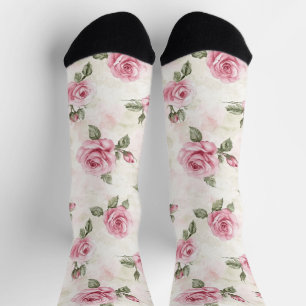 Pink Roses Floral         Socks