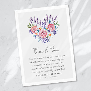 Pink Roses Floral Sympathy Funeral Thank You Card