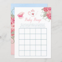 Pink Roses Floral Tea Party Baby Shower Baby Bingo