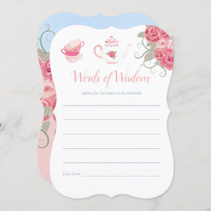 Pink Roses Floral Tea Party Baby Shower Mum Advice Invitation