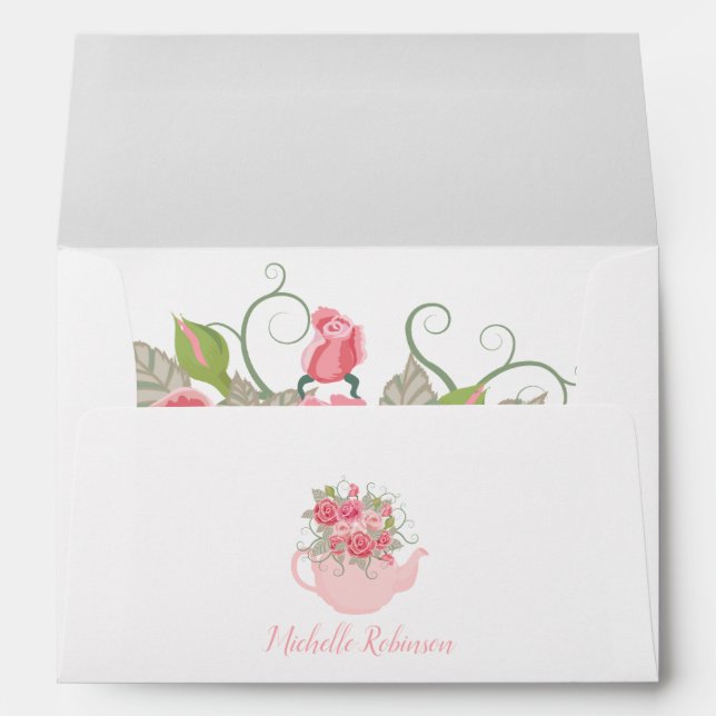Pink Roses Floral Tea Party Envelope (Back (Bottom))