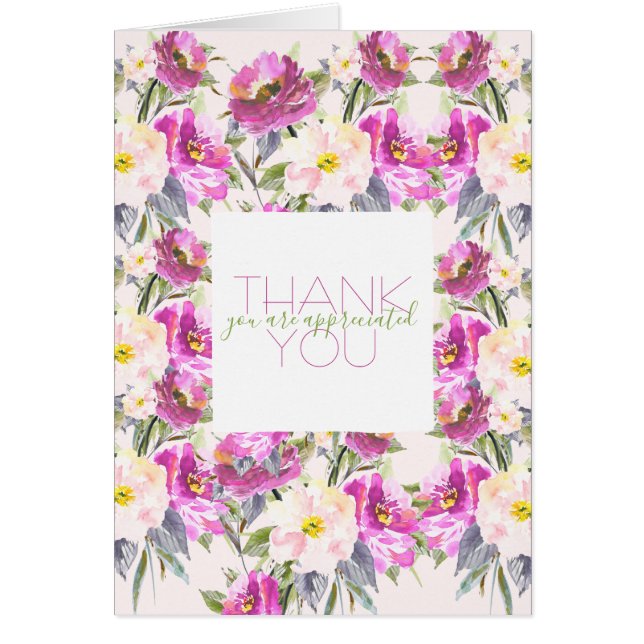 Pink Roses Floral Thank You (Front)