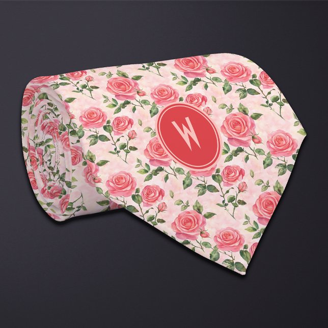 Pink Roses Floral  Tie (Creator Uploaded)